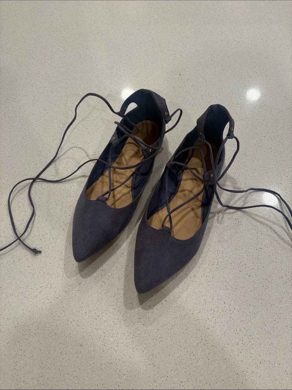 Lace-Up Pointed Toe Flats